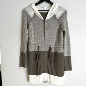 TSE Women’s Cashmere Blend Colorblock Long Knit Hoodie Size Small